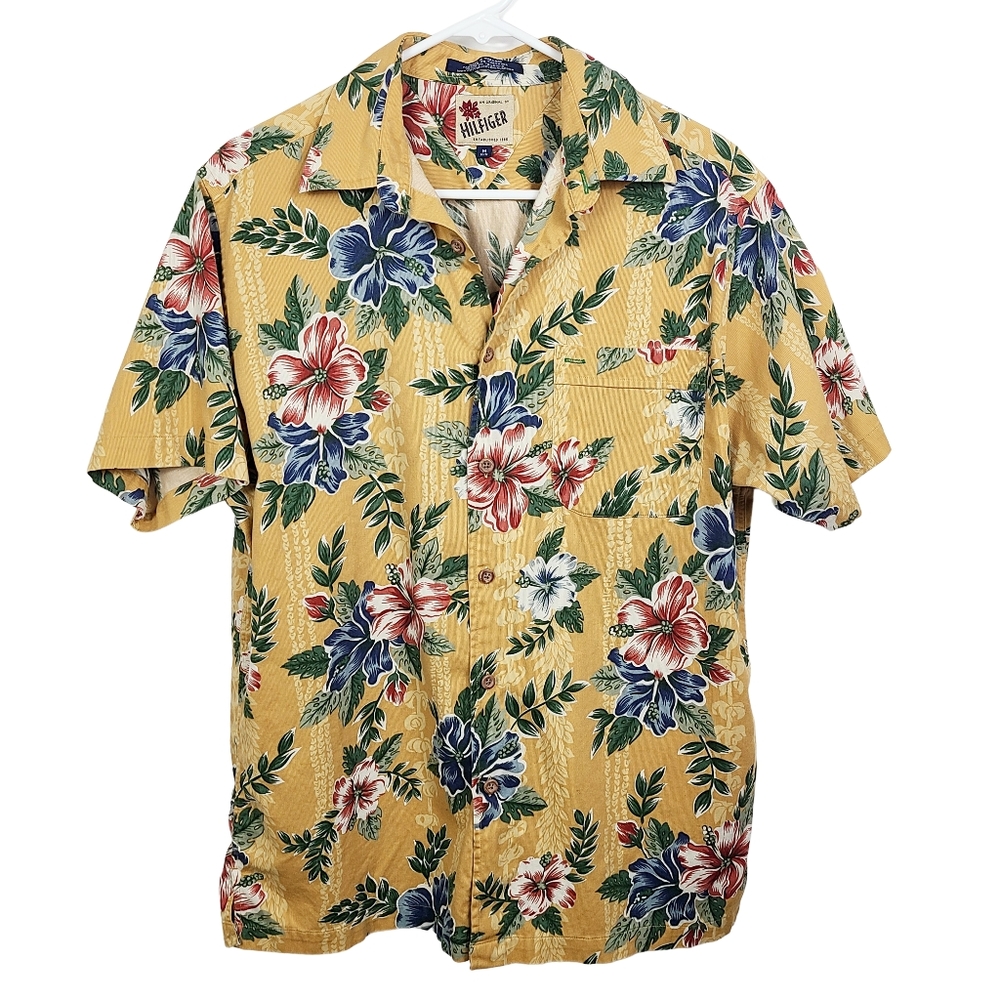 VINTAGE TOMMY HILFIGER HAWAIIAN SHIRT MEN'S SIZE MEDIUM
